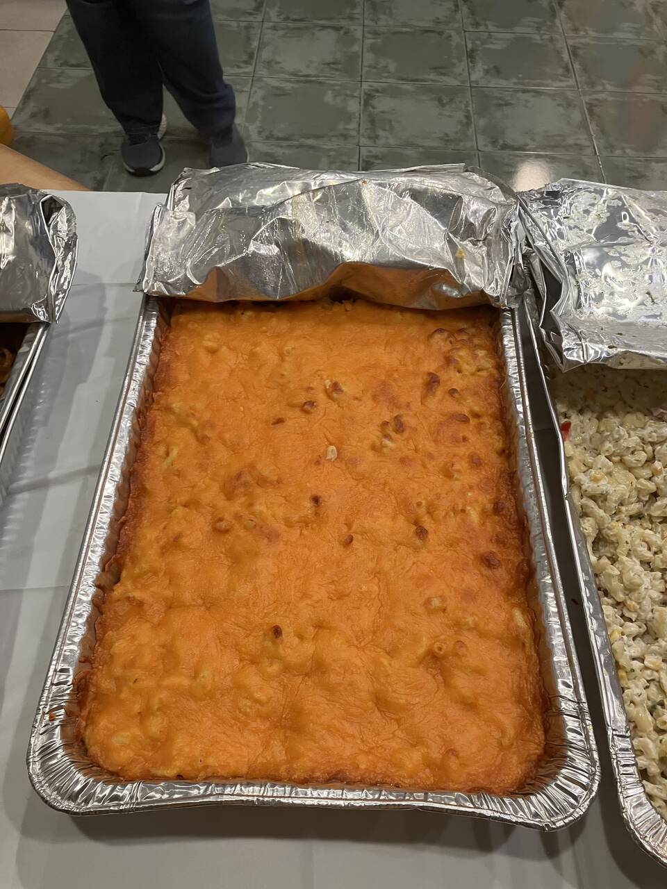 Baked macaroni and cheese fresh from the oven
